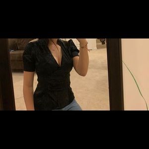 Silk black low cut top!